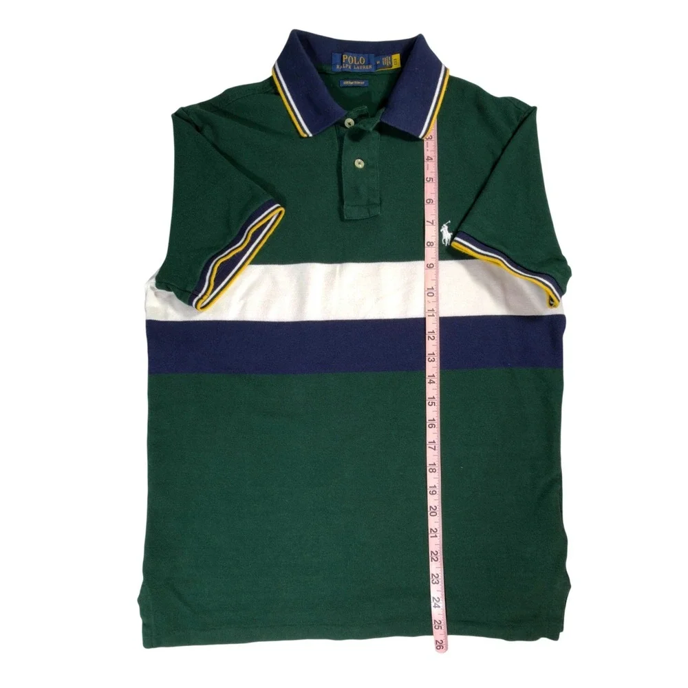Polo Ralph Lauren Polo Shirt Mens M Green Excellent Custom Slim Fit Colorblock